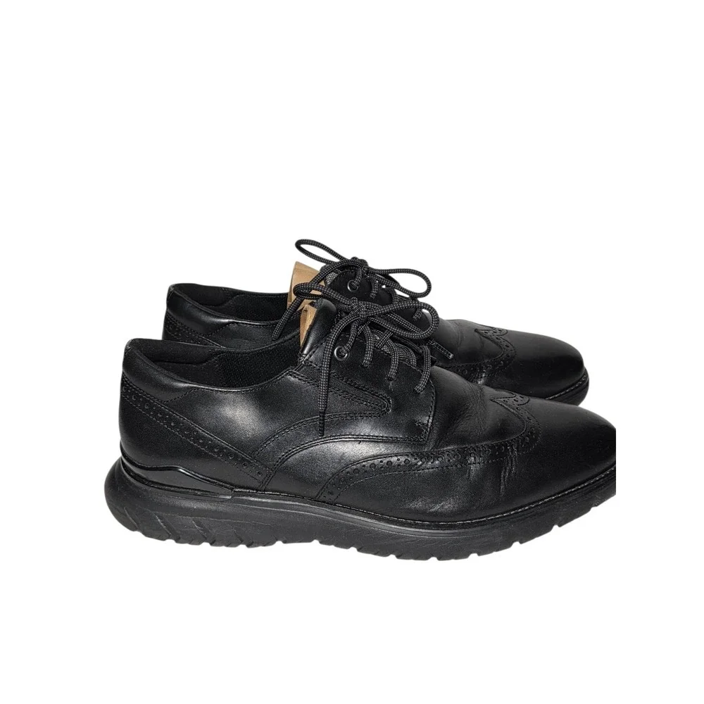 Rockport Total Motion Mens Wingtip‎ Shoes Size 13 W Bkack Leather LNC